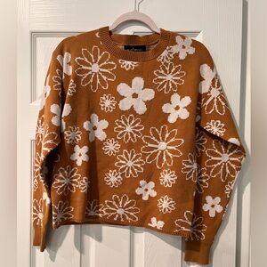 Wild Fable Floral Sweater - Brown and White